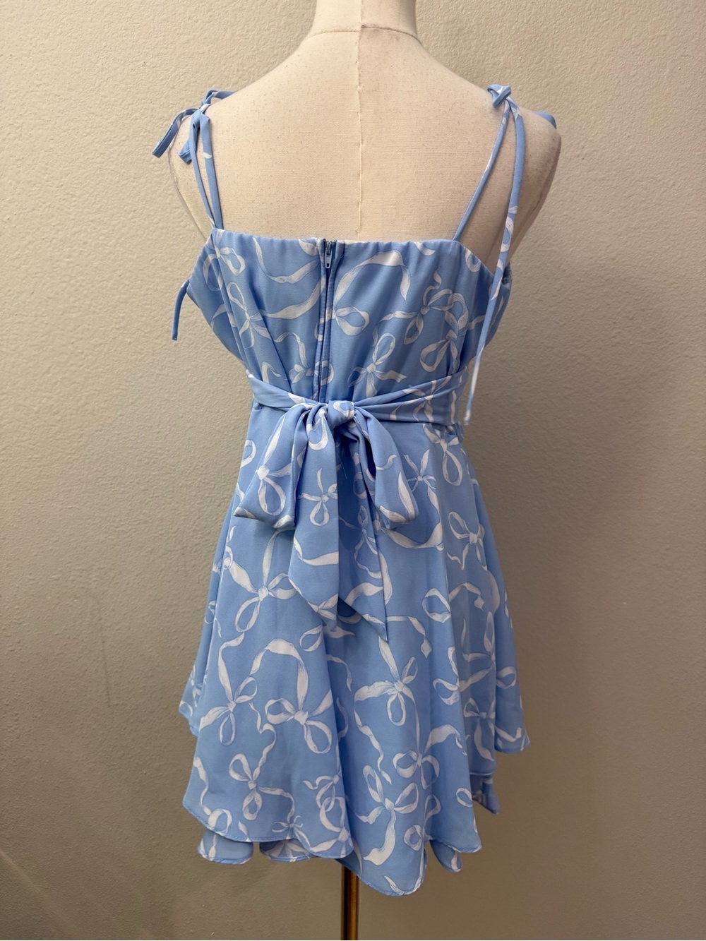 B Darlin NwT Light Blue Ribbon Print Slip Dress - Picture 2 of 4